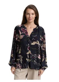 Langarmbluse Tom Tailor, Damen, Gr. 34, big flower design, Web, Obermaterial: 100% Viskose, bedruckt, loose fit taillenbedeckt, Rundhals, Manschette, Blusen Langarmbluse, mit All-Over Print