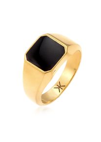 Siegelring Kuzzoi "Ring Herren Siegelring Emaille Schwarz Basic 925 Silber" Gr. 58, gold, Fingerringe, Herren, 58, ohne Stein, Silber 925 (Sterlingsilber), 10mm, Siegelring