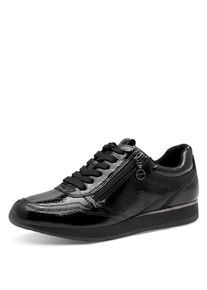 Sneaker Tamaris, Damen, Gr. 36, schwarz, Lacklederimitat, gl&auml;nzend, unifarben, Schuhe Sneaker, Freizeitschuh, Halbschuh, Schn&uuml;rschuh mit Au&szlig;renrei&szlig;verschluss