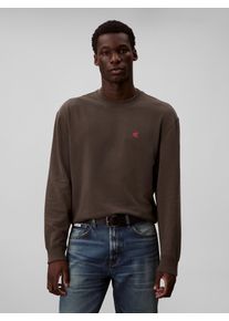 Sweatshirt Calvin Klein Jeans, Herren, Gr. XL, grau, Sweatware, Obermaterial: 100% Baumwolle, unifarben, regular fit normal, Rundhals, B&uuml;ndchen, Sweatshirts Sweatshirt, regular fit, Rundhalsausschnitt