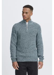 Stehkragenpullover Blend "BHDARIK HALFZIPP", Herren, Gr. M, blau (blau shadow), Strick, Obermaterial: 100% Baumwolle, unifarben, regular fit normal, Rippb&uuml;ndchen, Pullover Stehkragenpullover