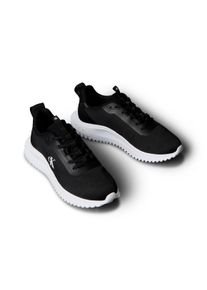 Sneaker Calvin Klein Jeans "EVA RUNNER DRAWSTRING MIX MG", Damen, Gr. 39, schwarz, wei&szlig;, Synthetik, Textil, unifarben, Schuhe Sneaker, Freizeitschuh, Runner Sneaker, Schn&uuml;rschuh mit seitlichem CK-Logo