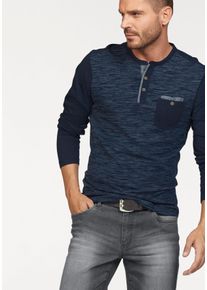 Longsleeve Arizona, Herren, Gr. XL (56/58), blau, Single Jersey, Obermaterial: 100% Baumwolle. Besatz: 100% Baumwolle, meliert, regular fit, Rundhals, Shirts Longsleeve, Langarm, melierte Optik, Rundhalsausschnitt mit Knopfleiste, Topseller