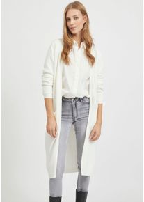 Longstrickjacke Vila "VIRIL LONG L/S KNIT CARDIGAN - NOOS", Damen, Gr. S, wei&szlig;, Feinstrick, Obermaterial: 50% Viskose, 27% Nylon, 23% Polyester, unifarben, l&auml;ssig geschnitten knielang, V-Ausschnitt, B&uuml;ndchen, Strickjacken Longstrickjacke, in knielanger Form