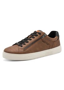 Sneaker Marco Tozzi, Herren, Gr. 42, braun (cognac), Lederimitat, unifarben mit Farbeinsatz, Schuhe Sneaker, Freizeitschuh, Halbschuh, Schn&uuml;rschuh mit seitlicher Logopr&auml;gung