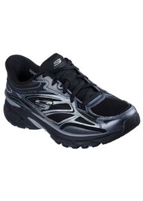 Slip-On Sneaker Skechers "STAMINA SPORT", Damen, Gr. 41, schwarz, Lederimitat, Mesh, metallic, Schuhe Slip-On Sneaker, Retro Sneaker, Schn&uuml;rschuh mit Metallic-Bes&auml;tzen