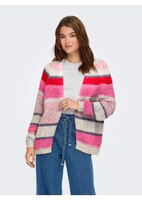 Strickjacke Only "ONLALYSSA LIFE LS OPEN CARDIGAN CC KNT", Herren, Gr. S, birch stripes:sea pink, ombre blau, salsa, knockout, Strick, Obermaterial: 100% Polyester, gestreift, regular fit, V-Ausschnitt, Strickjacken Strickjacke