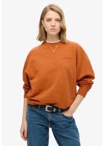 Sweatshirt Superdry "ESSENTIAL LOGO OVERDYED SWEAT", Damen, Gr. XS, orange (denver orange), Sweatware, Obermaterial: 100% Baumwolle, unifarben, l&auml;ssig geschnitten h&uuml;ftbedeckend, Rundhals, Rippb&uuml;ndchen, Sweatshirts Sweatshirt