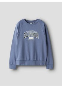 Sweatshirt name it "NKFVENUS LS NREG SWEAT BRU", M&auml;dchen, Gr. 122/128, blau ice print:california tennis, Sweatware, Obermaterial: 100% Baumwolle, bedruckt, normal, Rundhals, Rippb&uuml;ndchen, Sweatshirts Sweatshirt