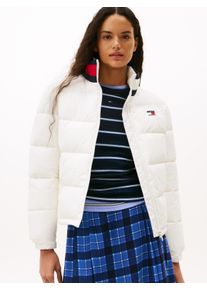 Steppjacke Tommy Jeans "TJW ESS PUFFER FLAG JACKET EXT", Damen, Gr. XXXL(46), ecru, Web, Obermaterial: 100% Nylon, unifarben mit Farbeinsatz, regular fit, Jacken Steppjacke