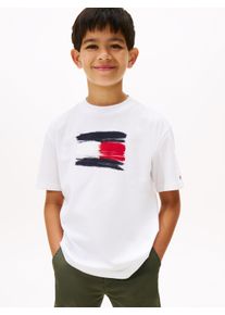 T-Shirt Tommy Hilfiger "FLAG ARCHIVE TEE SS", Jungen, Gr. 3 (98), wei&szlig;, Single Jersey, Obermaterial: 100% Baumwolle, unifarben, regular fit normal, Rundhals, eingesetzt abgesteppte Kante, Shirts T-Shirt, Kinder bis 16 Jahre