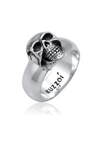 Siegelring Kuzzoi "Ring Herren Siegelring Totenkopf 925er Silber" Gr. 64, silber, Fingerringe, Damen, 64, ohne Stein, Silber 925 (Sterlingsilber), 10mm, Siegelring