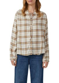 Karobluse s.Oliver, Damen, Gr. 34, sanftes wei&szlig; check, Obermaterial: 50% Modal, 50% Viskose, kariert, relaxed fit h&uuml;ftlang, Blusen Karobluse, mit verspielten Details, Relaxed Fit