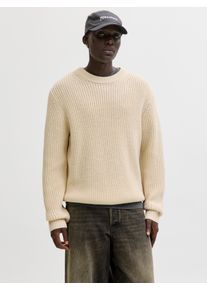 Jack & Jones Strickpullover JACK & JONES "JORBLEECKER KNIT CREW NECK BF", Herren, Gr. XL, sea salt, Strick, Obermaterial: 65% Polyacryl, 35% Baumwolle, unifarben, regular fit h&uuml;ftlang, Rundhals, Strickb&uuml;ndchen, Pullover Strickpullover