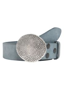 Lederg&uuml;rtel RETTUNGSRING G&Uuml;RTEL, Damen, Gr. 100, blau (jeansblau), Leder, unifarben, G&uuml;rtel Lederg&uuml;rtel, mit austauschbarer Schlie&szlig;e &raquo;Noppen Rund&laquo;