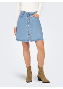 Jeansrock Only "ONLFARRAH REG BOX DNM GUA", Damen, Gr. 36, blau (medium blau denim), Denim/Jeans, Obermaterial: 100% Baumwolle, unifarben, figurbetont kniefrei, R&ouml;cke Jeansrock