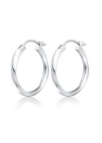 Paar Creolen Elli Premium "Ohrringe Creolen Twisted Gedreht Trend 925 Silber" Gr. 24, silber, Ohrringe, Damen, ohne Stein, Silber 925 (Sterlingsilber), Paar Creolen