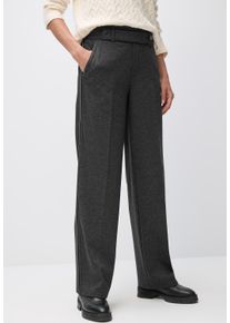 Stoffhose Street One, Damen, Gr. 46, L&auml;nge 32, schwarz, Web, Obermaterial: 48% Viskose, 29% Nylon, 15% Polyester, 8% Elasthan. Futter: 100% Polyester, unifarben mit Farbeinsatz, straight fit lang, Hosen Stoffhose, Melange mit Gallonstreifen