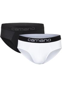 Slip Camano "comfort", Herren, Gr. L, wei&szlig; (mix, wei&szlig;), Obermaterial: 95% Baumwolle, 5% Elasthan, unifarben mit Farbeinsatz, k&ouml;rpernah, Unterhosen Slip, mit elastischem Logobund