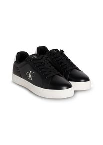 Plateausneaker Calvin Klein Jeans "CLASSIC CUPSOLE MONO LTH WN", Damen, Gr. 40, schwarz-wei&szlig; (schwarz, wei&szlig;), Leder, unifarben mit Farbeinsatz, Schuhe Plateausneaker, Schn&uuml;rschuh, Halbschuh, Freizeitschuh mit seitlichem Logo