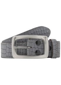 Lederg&uuml;rtel RETTUNGSRING G&Uuml;RTEL, Damen, Gr. 110, grau, Leder, gepr&auml;gtes Muster, G&uuml;rtel Lederg&uuml;rtel, mit austauschbarer Schlie&szlig;e &raquo;Dorn Einfach Gro&szlig; Satiniert&laquo;