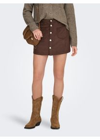 Minirock Only "ONLAMAZING-STINA FAUX SUEDE SKIRT PNT", Damen, Gr. XS, chocolate torte, Web, Obermaterial: 95% Polyester, 5% Elasthan, unifarben, kurz, R&ouml;cke Minirock