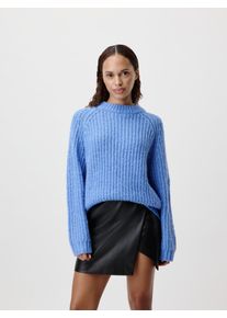 Strickpullover LEGER "Leslie, LeGer by Lena Gercke", Damen, Gr. 34, mid blau, Strick, Obermaterial: 43% Polyacryl, 35% Polyester, 11% Alpaka, 11% Wolle, unifarben, loose fit h&uuml;ftbedeckend, Rundhals, Raglan&auml;rmel Rippstrickb&uuml;ndchen, Pullover Strickpullover, Loose fit mit Rundhalsausschnitt