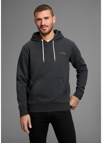 Kapuzensweatshirt DELMAO, Herren, Gr. S, grau (anthrazit melange), Sweatware, Obermaterial: 60% Baumwolle, 40% Polyester, bedruckt, Sweatshirts Kapuzensweatshirt