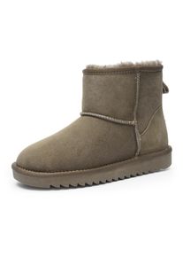 Schlupfboots Ara "Alaska Classic Short", Damen, Gr. 41, sesam classic short, Lammfell, Veloursleder, unifarben, Schuhe Schlupfboots, Winterboots zum Schlupfen in bequemer Weite G (=weit)