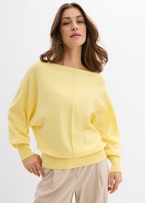 bonprix Pullover mit Fledermaus&auml;rmeln, gelb, Gr.48/50 (XL), eleganter Pullover mit Fledermaus&auml;rmeln