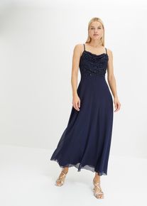 bonprix Tr&auml;gerkleid mit Paillettenstickerei, blau, Gr.48, Abendkleid mit T&uuml;llrock und Paillettenstickerei im Oberteil