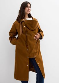 bonprix 6-in-1 wasserabweisender Umstandsmantel mit Trageeinsatz mit herausnehmbarer Innenweste, braun, Gr.38, &Uuml;bergangsmantel f&uuml;r die Schwangerschaft und danach, 97% Baumwolle