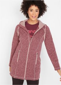bonprix Long-Fleecejacke mit Kapuze, rot, Gr.36/38 (S), Komfortable Strickjacke mit Kapuze und 2-Wege-Rei&szlig;verschluss, aus Fleece