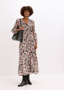 bonprix Chiffonkleid mit Volants, schwarz, Gr.38, Chiffonkleid in Maxil&auml;nge mit modischen Volants vorne am Oberteil und an den weiter geschnittenen &Auml;rmeln