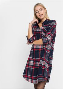 bonprix Hemdblusenkleid aus reiner Baumwolle, blau, Gr.54, Bequemes Kleid mit Knopfleiste und verstellbaren &Auml;rmeln, aus 100% Baumwolle