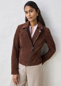 bonprix Biker-Velourslederjacke, braun, Gr.36, coole Biker-Lederjacke aus hochwertigen Veloursleder, aus Veloursleder