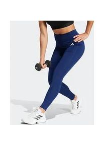 Trainingstights Adidas PERFORMANCE "OPT ESS ST 1/1", Damen, Gr. XL, N-Gr, blau (dunkelblau, wei&szlig;), Obermaterial: 85% Polyester, 15% Elasthan, Hosen