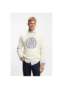 Strickpullover BOSS ORANGE "Kerbert", Herren, Gr. M, natural106, Strick, Obermaterial: 48% Wolle, 40% Baumwolle, 12% Polyamid, unifarben, regular fit normal, Rundhals, B&uuml;ndchen, Pullover Strickpullover, Regular Fit, Rundhalsausschnitt, BOSS-Logo