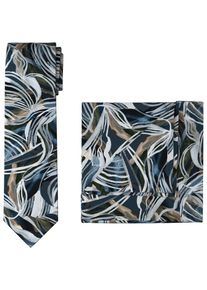 Krawatte OLYMP, Herren, marine, Web, Baumwolle, gemustert, Krawatten Krawatte, Set mit Einstecktuch