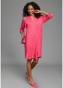 Sommerkleid Laura Scott, Damen, Gr. 38, N-Gr, pink, gemustert, Obermaterial: 95% Viskose, 5% Elasthan, figurumspielend mini, V-Ausschnitt, Puff&auml;rmel mit Gummizug, Kleider Sommerkleid, Mini-Look, mit V-Ausschnitt, mit Halbarm, aus Viskose und Elasthan, Topseller