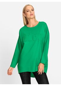 Longshirt Heine "Longshirt", Damen, Gr. 38, gr&uuml;n (grasgr&uuml;n), 100% Baumwolle, unifarben, Rundhals, Shirts Longshirt