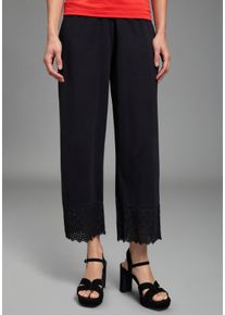 Culotte Laura Scott, Damen, Gr. 46, N-Gr, schwarz, Single Jersey, Obermaterial: 95% Baumwolle, 5% Elasthan, bestickt, unifarben, normal wadenlang, Hosen Culotte, wadenlange Schnittform, weite Beinform, aus Baumwolle und Elasthan