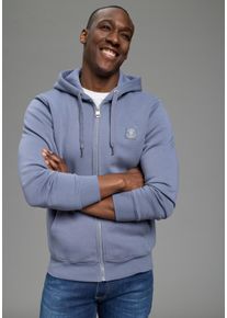 Sweatjacke DELMAO, Herren, Gr. XL (56/58), grau, angeraute Sweatware, Obermaterial: 60% Baumwolle, 40% Polyester, unifarben, normal, angesetztes B&uuml;ndchen, Sweatjacken Sweatjacke, mit Kapuze, mit Kordelzug, aus angerauter Sweatware, mit Langarm