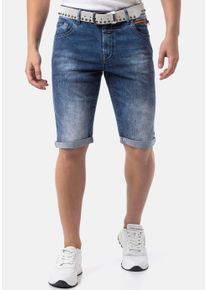 Cipo & Baxx Jeansshorts CIPO & BAXX, Herren, Gr. 33, N-Gr, blau, Denim/Jeans, Obermaterial: 98% Baumwolle, 2% Elasthan, Abriebeffekte, slim fit knielang, Jeans Jeansshorts, Baumwollmischung, slim fit