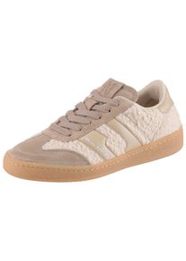 Marc O'Polo Sneaker MARC O'POLO "Court", Damen, Gr. 37, creme, hellbraun, Lederimitat, Textil, Veloursleder, unifarben mit Farbeinsatz, Schuhe Sneaker, Retro-Sneaker, Schn&uuml;rschuh, Halbschuh mit Memory Foam Ausstattung