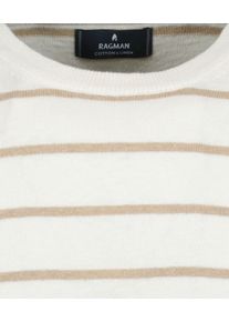 Rundhalspullover Ragman, Herren, Gr. 52, beige (ecru, 008), Strick, 70% Baumwolle 30% Leinen, ohne Ausschnitt, Pullover Rundhalspullover