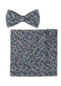 Fliege OLYMP, Herren, marine, Baumwolle, Fliegen Fliege, Set mit Einstecktuch