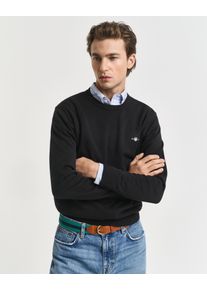 Rundhalspullover Gant "CLASSIC COTTON C-NECK", Damen, Gr. XL, schwarz, Strick, Obermaterial: 100% Baumwolle, unifarben, regular fit h&uuml;ftlang, Rundhals, elastischer Bund, Pullover Rundhalspullover, Premium Strickpullver aus weicher 100% Baumwolle, &Uuml;bergangspullover