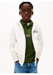 Sweatjacke Tommy Hilfiger, Jungen, Gr. 10 (140), ancient wei&szlig;, Sweatware, Obermaterial: 82% Baumwolle, 18% Polyester, unifarben, regular fit normal, Rundhals, eingesetzt Rippb&uuml;ndchen, Sweatjacken Sweatjacke, Regular fit, f&uuml;r Kinder bis 16 Jahre