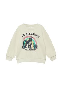 Sweatshirt s.Oliver JUNIOR, M&auml;dchen, Gr. 92/98, beige, Sweatware, Obermaterial: 95% Baumwolle, 5% Elasthan, bedruckt, oversize normal, Rundhals, Rippb&uuml;ndchen, Sweatshirts Sweatshirt, mit Print